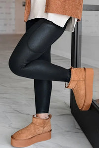 Black V Crossover High Waist Pocketed Leggings