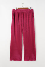 Load image into Gallery viewer, Online Rose Red Plus Size Ribbed Long Sleeve Shirt and Pants Pajama Set
