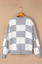 Load image into Gallery viewer, Online Rose Checkered Bishop Sleeve Sweater
