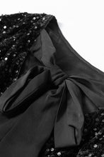 Load image into Gallery viewer, Online Black Sequin Long Sleeve Knot Cutout Back Mini Dress
