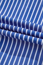 Load image into Gallery viewer, Online Blue Stripe Tied Front Puff Short Sleeve Blouse
