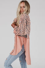 Load image into Gallery viewer, Online Brown Printed Raw Edge Leopard Patchwork Oversized Blouse
