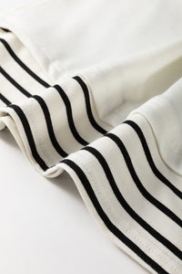 Online White Stripe Colorblock Sleeve Exposed Seam Fake-2-Piece Sweatshirt