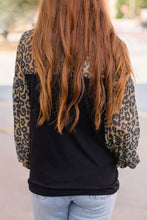 Load image into Gallery viewer, Leopard Splicing Puff Long Sleeve Blouse
