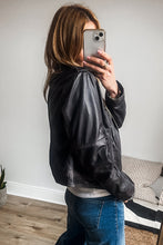Load image into Gallery viewer, Online Black PU Leather Lapel Collar Zipper Jacket
