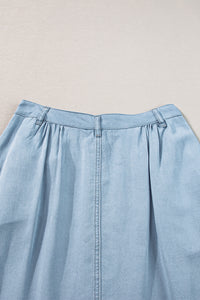 Online Dark Grey Fully Buttoned Long Denim Skirt