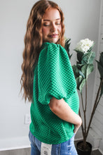 Load image into Gallery viewer, Online Phalaenopsis Solid Textured O Neck Puff Sleeve Blouse

