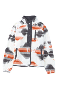 Online Multicolour Western Aztec Snap Buttoned Fleece Jacket