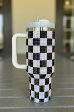 Load image into Gallery viewer, Online Blackish Green Full Rhinestone Checkerboard Handled Tumbler 40oz
