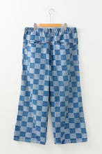 Load image into Gallery viewer, Online Dusk Blue Plus Size Checkered Seamed High Waist Wide Leg Jeans
