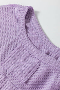 Online Orchid Petal Plus Size Waffle Knit Exposed Seam Flowy Top