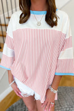 Load image into Gallery viewer, Online White Stripe Patchwork Bracelet Sleeve Plus Size T Shirt
