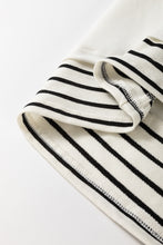 Load image into Gallery viewer, Online White Stripe Colorblock Sleeve Exposed Seam Fake-2-Piece Sweatshirt
