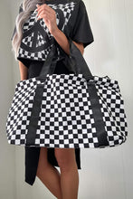 Load image into Gallery viewer, Online Black Checkered Print Large Capacity Tote Bag
