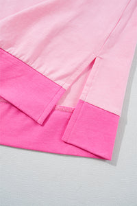 Online Pink Two Tone Half Buttons Collared T Shirt