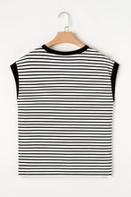 Load image into Gallery viewer, Online Black Stripe Chest Pocket Patch Round Neck Tank Top
