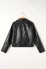 Load image into Gallery viewer, Online Black PU Leather Lapel Collar Zipper Jacket
