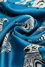 Load image into Gallery viewer, Online Blue Printed Zebra Pattern Pleated Shirt Tunic Dress
