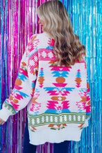 Load image into Gallery viewer, Online White Oversize Aztec Print High Low V Neck Sweater

