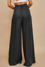 Load image into Gallery viewer, Black Tencel Wide Leg Soft Denim Pants
