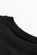 Load image into Gallery viewer, Online Black Leather Ruffle Sleeve Patchwork Round Neck Blouse
