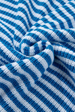 Load image into Gallery viewer, Online Pink Stripe Zip up Collar Drop Shoulder Sweater
