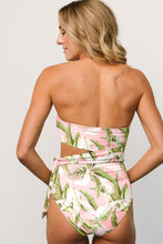 Load image into Gallery viewer, Online Pink Tropical Asymmetric Cut out Halter Backless One Piece Swimwear
