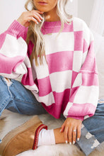 Load image into Gallery viewer, Online Rose Checkered Bishop Sleeve Sweater
