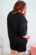 Load image into Gallery viewer, Online Black Textured Hoodie and Shorts Plus Size Two Piece Set
