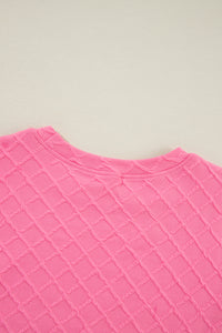 Online Sachet Pink Checkered Textured Tee and Drawstring Shorts