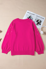 Load image into Gallery viewer, Online Strawberry Pink Pearled Decor Raglan Sleeve Plus Size Sweater
