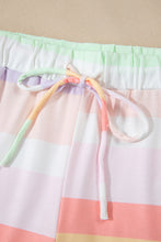 Load image into Gallery viewer, Online White Rainbow Striped T Shirt and Shorts Set
