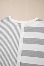 Load image into Gallery viewer, Online Gray Stripe Mixed Print Short Sleeve Top and Pocketed Shorts Set
