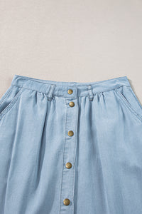 Online Dark Grey Fully Buttoned Long Denim Skirt