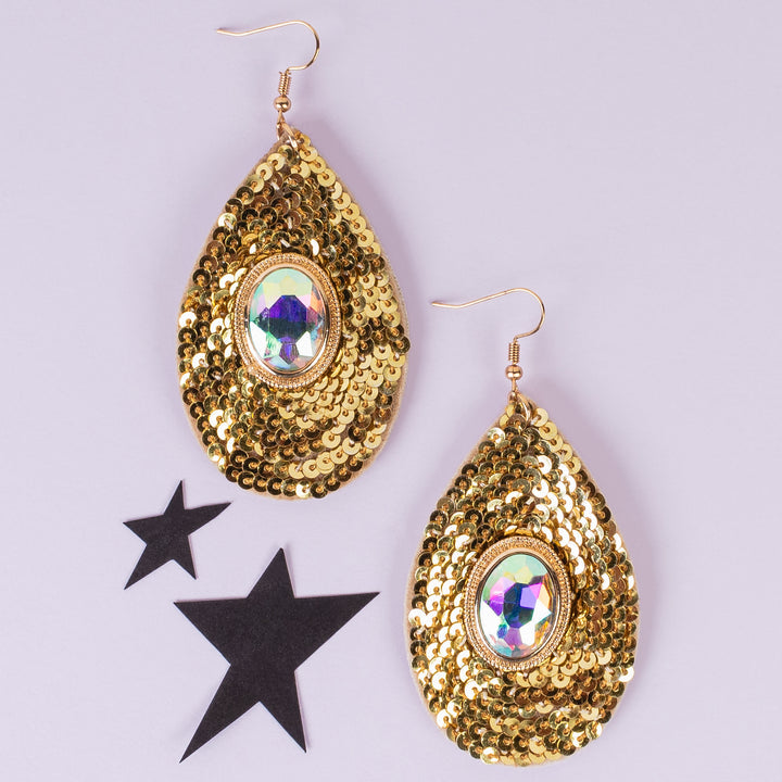 93292 - Sequin Drop Earrings - Gold