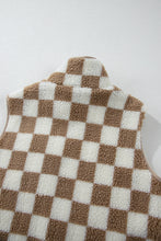 Load image into Gallery viewer, Online Black Checkered Sherpa Collared Jacket Vest
