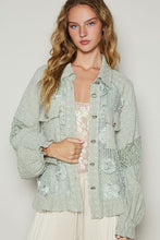 Load image into Gallery viewer, Online POL Eyelet Flower Pearl Detail Lace Patchwork Shirt
