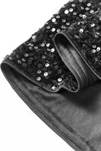 Load image into Gallery viewer, Online Black Sequin Long Sleeve Knot Cutout Back Mini Dress
