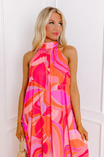 Load image into Gallery viewer, Online Rose Abstract Printed High Neck Knotted Nape Sleeveless Maxi Dress
