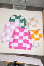 Load image into Gallery viewer, Online Rose Checkered Bishop Sleeve Sweater
