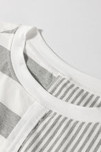 Load image into Gallery viewer, Online Gray Stripe Mixed Print Short Sleeve Top and Pocketed Shorts Set
