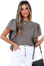 Load image into Gallery viewer, Online Beige Solid Color Textured Flutter Sleeve Top
