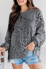 Load image into Gallery viewer, Gradient Leopard Print Waffle Knit Long Sleeve Top
