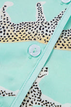 Load image into Gallery viewer, Online Green Leopard Satin Ruffle Pajama Short Set
