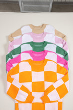 Load image into Gallery viewer, Online Rose Checkered Bishop Sleeve Sweater
