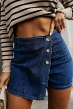 Load image into Gallery viewer, Online Bluing Asymmetric Wrapped Buttoned High Waist Denim Shorts
