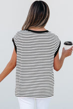 Load image into Gallery viewer, Online Black Stripe Chest Pocket Patch Round Neck Tank Top
