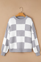 Load image into Gallery viewer, Online Rose Checkered Bishop Sleeve Sweater
