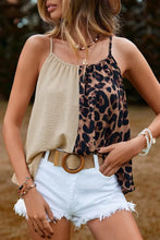 Load image into Gallery viewer, Khaki Leopard Contrast Patchwork Spaghetti Strap Tank Top
