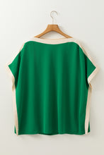 Load image into Gallery viewer, Online Rose Red Oversized Color Block Boat Neck Tunic Blouse
